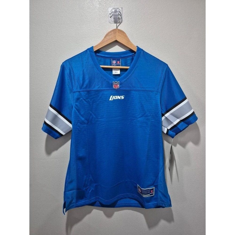 NFL Pro Line Detroit Lions Womens Jersey‎ Blue V-Neck Short Sleeve Medium NWT